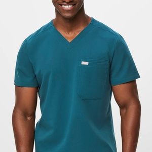 men's Caribbean Blue Slim Leon™ - Three-Pocket Scrub Top - M / Caribbean Blue